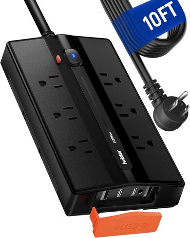 Outdoor Power Strip IPX6 Waterproof, 5ft Outlet Extender, 15.5W, 6 AC in Kuwait