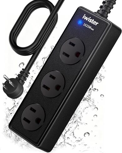 IPX6 3FT Outdoor Power Strip Weatherproof, 3 Wide Multi Outlets, 1625W/13A High-Power for Multiple Uses, Built in 16AWG Indoor Extension Cord, Mountable Power Strip Suitable for Home Patio&Party Use in Kuwait