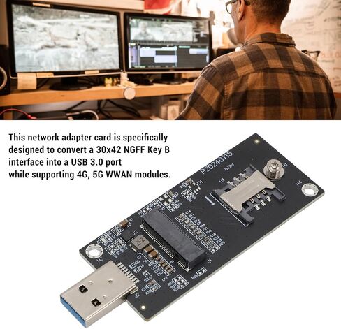 Network Adapter Card High Speed 4G 5G WWAN Module Adapter for Laptop Desktop Sturdy PCB Construction 30x42Mm SIM Card Slot (2 Antennas) in Kuwait