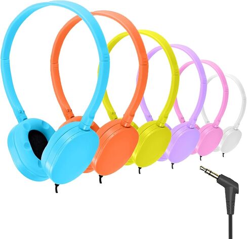 Kids Headphones Bulk 6 Pack for for Students School Classroom, Wholesale Multi Colored Wired On Ear Headset for Boys Girls Children Toddler Teens and Adults (6 Colors) in Kuwait