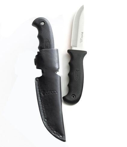 CUTCO Model 5718 Black Drop Point Knife with Double-D serrated edge blade .................. Leather sheath and lanyard included. in Kuwait
