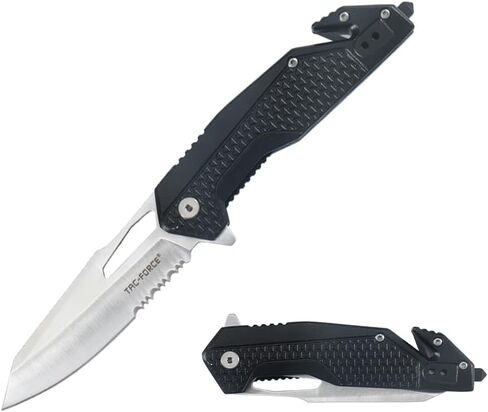 Tac-Force Tactical Folding Knife, 8 Inch Overall Length, 3.25 Inch Blade, Aluminum Handle, Glass Breaker, Rescue, Hunting, Camping, EDC in Saudi Arabia