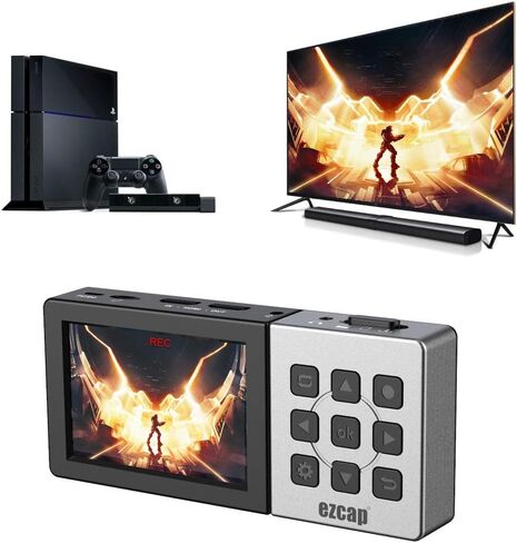 Ezcap273 273A HD 1080P 60fps AV HDMI Audio Video Capture Card Game Recorder Recording Box to TF Card Can Playback Mic in Input (Ezcap273) in Kuwait