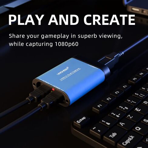 Dual Input Capture Card - HDMI to USB 3.0 Video Capture Device, 1080P 60fps UVC YUV422 PnP HD Video Grabber Converter for Game Recording & Live Streaming - No Drivers Needed in Kuwait