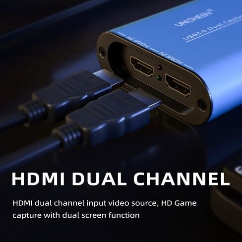 Dual Input Capture Card - HDMI to USB 3.0 Video Capture Device, 1080P 60fps UVC YUV422 PnP HD Video Grabber Converter for Game Recording & Live Streaming - No Drivers Needed in Kuwait