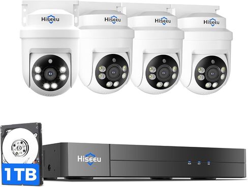 Hiseeu 3K PTZ Wired Security Camera System Outdoor,8PCS 5MP Cameras in Kuwait