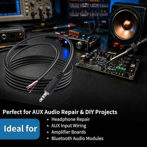 Nadadora 3.5mm Audio Pigtail TRS Male to Bare Wire Stereo AUX Cable 1 Pack in Kuwait