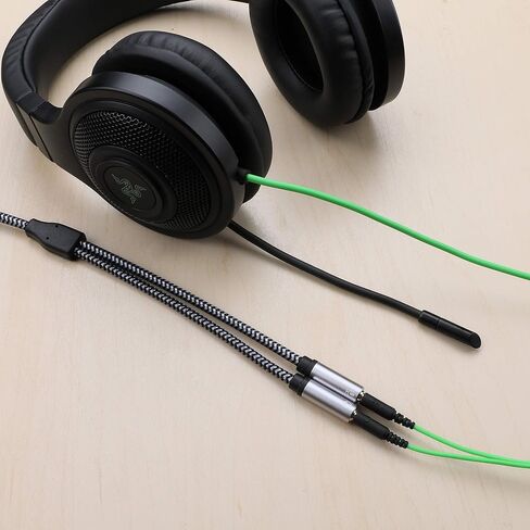 5ft Headset Splitter Adapter, Braided 3.5mm TRRS Male to Dual TRS Female Mic & Audio Jack Y Cable, Compatible with PS4 PS5 Xbox One PC Laptop - Connect Legacy Headsets to Single Port in Kuwait