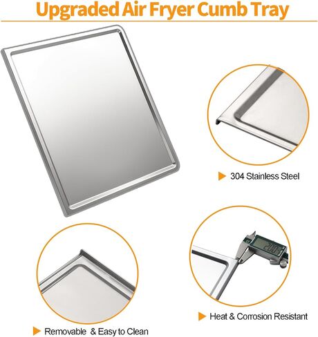 Upgraded Crumb Tray SP101 SP100 Replacement Parts for Ninja Foodi Crumb Tray 304 Stainless Steel Ninja Digital Filp Air Fryer Tray SP080 FT102CO 100SG100 Toaster Oven Removable Bottom Drip Catcher Pan in Kuwait