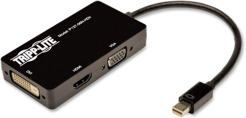 Tripp Lite Keyspan Mini DisplayPort to VGA/DVI/HDMI, All-in-One DP 1.2 Converter Adapter, Thunderbolt 1 & 2 Compatible, 4K HDMI 30Hz, Black, 3 Year Warranty (P137-06N-HDV-4K) in Kuwait