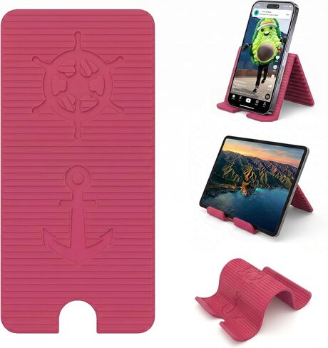 Adjustable Foldable Silicone Phone Stand, Cyan Blue, with Charging Port, Non-Slip Desk Holder for iPhone, Samsung, Tablets in Saudi Arabia