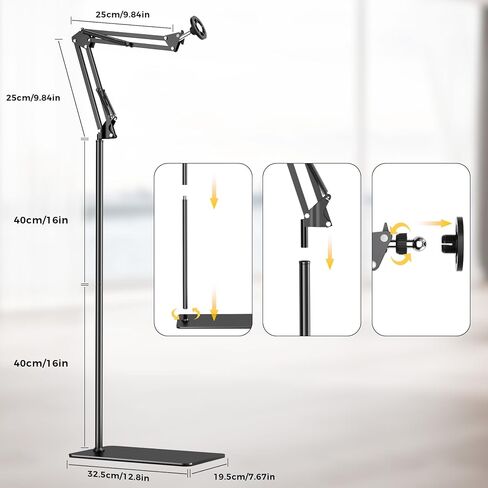 LenTok Magnetic Bed Phone Holder for Laying Down, Bedside Floor Stand with Adjustable Arm for iPhone, Headboard Phone Mount for Reading Watch Movies in Kuwait