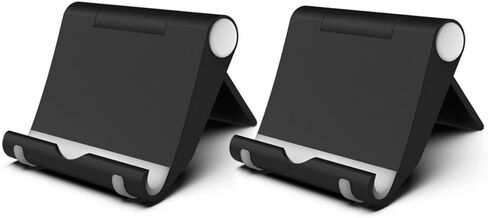 Cell Phone Stand 2 Pack Cell Phone Holder for Desk, Portable Phone Stand Holder for Desktop Kitchen Travel, Cellphone Stand Mobile Holder for iPhone Stand & All Smartphone (Black) in Kuwait