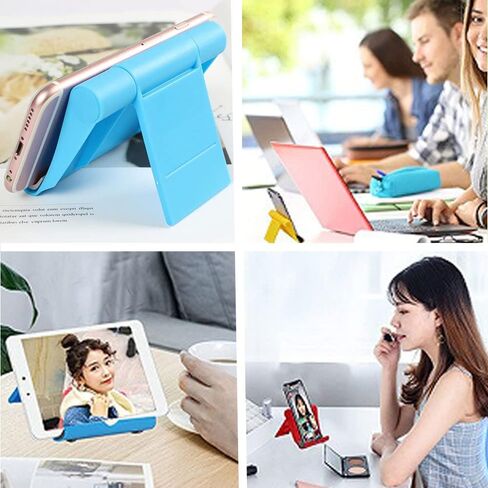 Cell Phone Stand 2 Pack Cell Phone Holder for Desk, Portable Phone Stand Holder for Desktop Kitchen Travel, Cellphone Stand Mobile Holder for iPhone Stand & All Smartphone (Black) in Kuwait