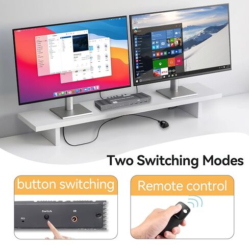 8K Displayport KVM Switch 2 Monitors 2 Computers 4K@120Hz DP KVM Switches Dual Monitor for 2 PC Sharing 2 Monitor of 1 Set Keyboard Mouse and USB Device with IR Controller in Kuwait