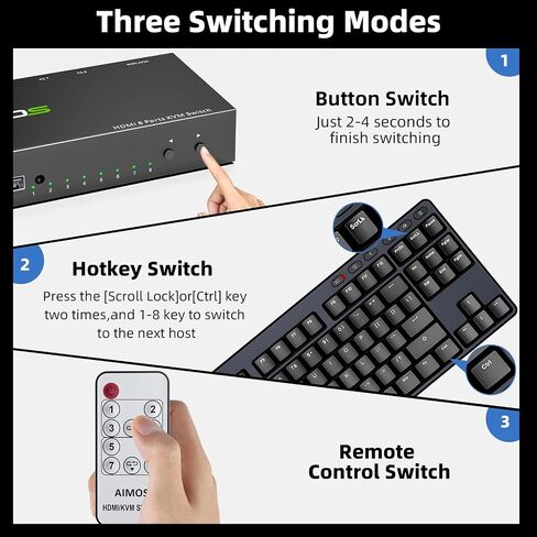 8 Port KVM Switch HDMI 4K@30Hz, USB2.0 HDMI KVM Switches for 8 Computers in Kuwait