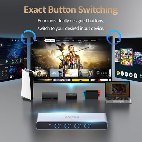 Unitek HDMI USB C Switch 4 Computers 1 Monitor with EDID in Kuwait
