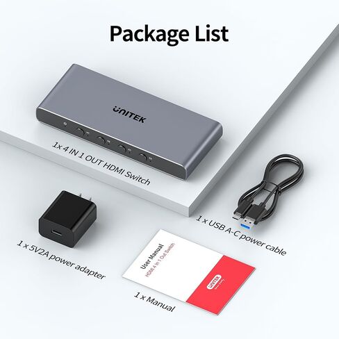 Unitek HDMI USB C Switch 4 Computers 1 Monitor with EDID in Kuwait