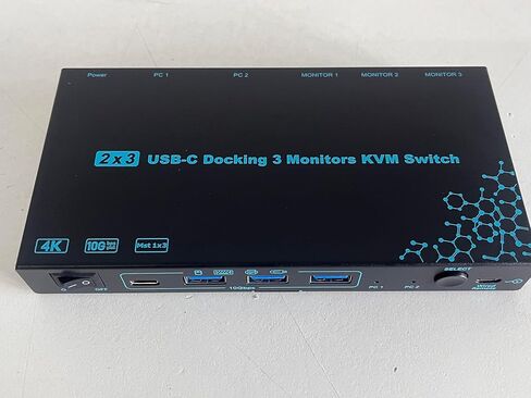 2 Laptops 3 Monitors KVM Switch 2 Port MST Dual USB-C Docking KVM Switches Triple Monitor Support Max 10Gbps USB Transfer Dual 4K@60Hz & One 1080P@60Hz Video Output, 100W PD Charging in Saudi Arabia