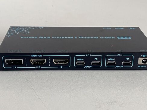 2 Laptops 3 Monitors KVM Switch 2 Port MST Dual USB-C Docking KVM Switches Triple Monitor Support Max 10Gbps USB Transfer Dual 4K@60Hz & One 1080P@60Hz Video Output, 100W PD Charging in Saudi Arabia