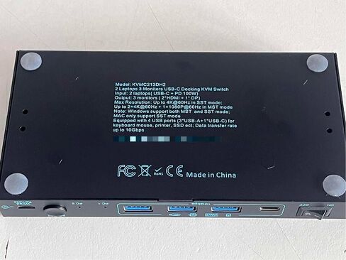 2 Laptops 3 Monitors KVM Switch 2 Port MST Dual USB-C Docking KVM Switches Triple Monitor Support Max 10Gbps USB Transfer Dual 4K@60Hz & One 1080P@60Hz Video Output, 100W PD Charging in Saudi Arabia