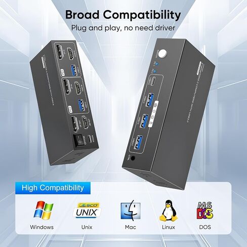 KVM Switch 2 شاشات 2 كمبيوتر، HDMI + DisplayPort، 8K@60 هرتز in Kuwait