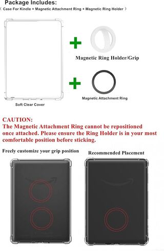 Case for Kindle Paperwhite (12th Gen, 7" 2024) & Kindle Colorsoft/Signature Edition - Shockproof Cover with Ring Grip/Holder & Magnetic Attachment Ring in Kuwait