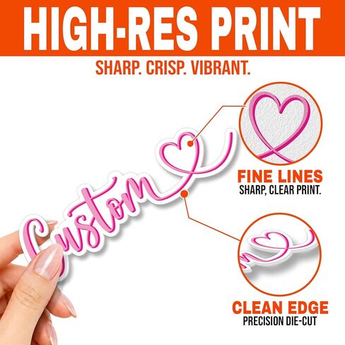 Custom Name Sticker, Transparent Decal & Magnet, Floral Heart Script Design in Kuwait