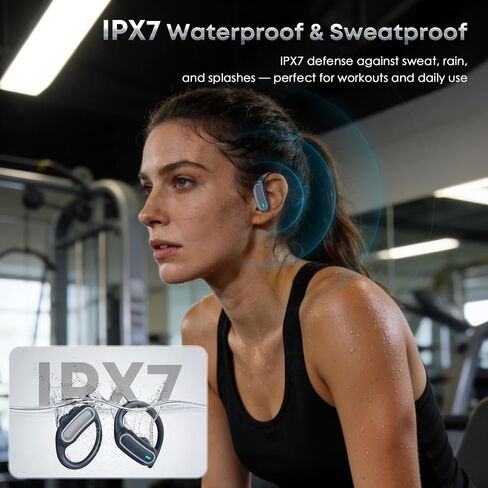 TRAUSI Wireless Earbuds Bluetooth Headphones, 54H Playtime Stereo Over Ear Buds with ENC Noise Cancelling, LED Power Display, IPX7 Waterproof Sport Earphones wih Earhooks for Running/Workouts Blue in Kuwait