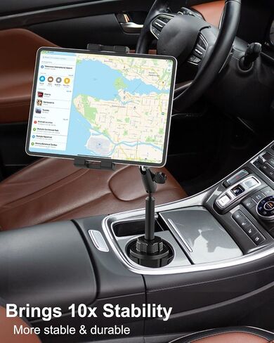 Cup Holder Car Tablet Holder for Truck - [Foldable Phone Friendly] 360° Adjustable Metal Arm Cup Tablet Mount for Samasung Tab, Galaxy Z Fold 7 6 5 4 3, Google Pixel, Android Smartphones, iPad, iPhone in Kuwait