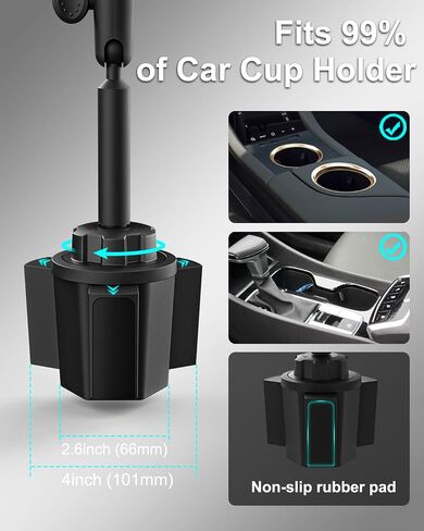 Cup Holder Car Tablet Holder for Truck - [Foldable Phone Friendly] 360° Adjustable Metal Arm Cup Tablet Mount for Samasung Tab, Galaxy Z Fold 7 6 5 4 3, Google Pixel, Android Smartphones, iPad, iPhone in Kuwait