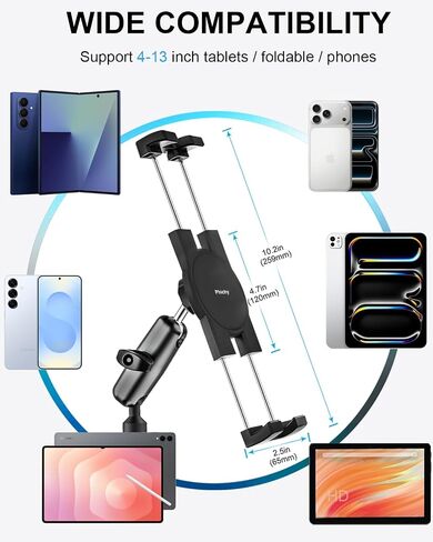 Cup Holder Car Tablet Holder for Truck - [Foldable Phone Friendly] 360° Adjustable Metal Arm Cup Tablet Mount for Samasung Tab, Galaxy Z Fold 7 6 5 4 3, Google Pixel, Android Smartphones, iPad, iPhone in Kuwait