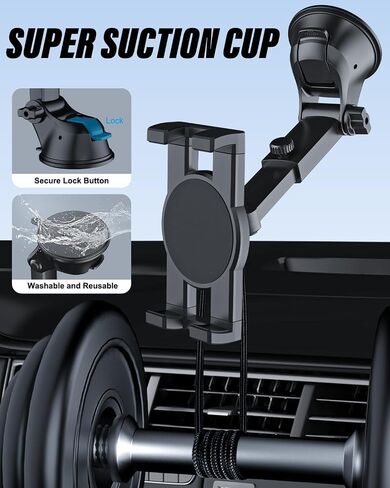Z Fold Car Mount - [Foldable Phone Friendly] Car Dashboard Tablet Holder Powerful Suction Cup Mount, Dash Windshield Truck Stand for Samasung Galaxy Fold 7 6 5 4 3 2, Tabs, Google Pixel, iPad, iPhone in Kuwait