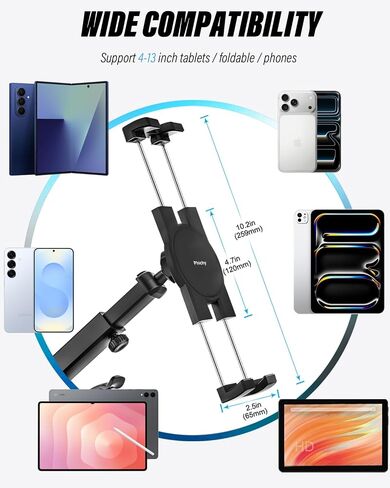Z Fold Car Mount - [Foldable Phone Friendly] Car Dashboard Tablet Holder Powerful Suction Cup Mount, Dash Windshield Truck Stand for Samasung Galaxy Fold 7 6 5 4 3 2, Tabs, Google Pixel, iPad, iPhone in Kuwait