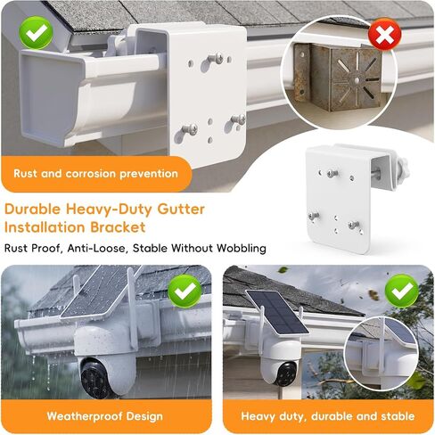 2 Pack Metal Gutter Mount Compatible with AOSU SolarCam D1 Classic, ANSQUE GU01 SA01 Wireless Outdoor Solar Security Camera in Saudi Arabia