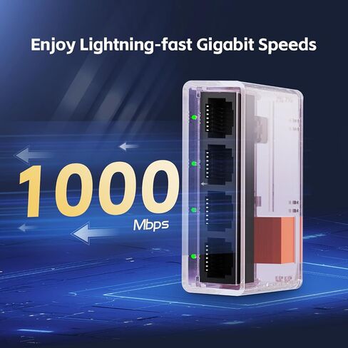 Gigabit Ethernet Splitter 1 to 4 Port, 1000Mbps High-Speed LAN Adapter with USB Cable, Mini Plastic YuLinca Network Hub, Plug & Play for Router, Modem, PC, IP Camera, Printer, Smart TV in Kuwait