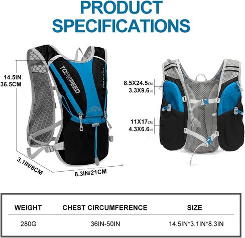 Hydration Pack Backpack, IX INOXTO Running Hydration Vest with 1.5L ( 50 oz) Water Bladder for Men Women, Lightweight Water Backpack for Hiking Cycling Climbing Camping (Black) in Kuwait