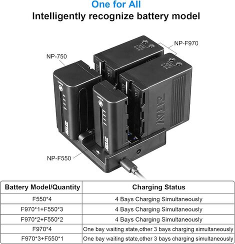 4-Channel USB C Fast Charging Station with PD 65W Quick Charger Adapter Kit for Sony NP-F550, NP-F750, NP-F770, NP-F970 Batteries in Kuwait