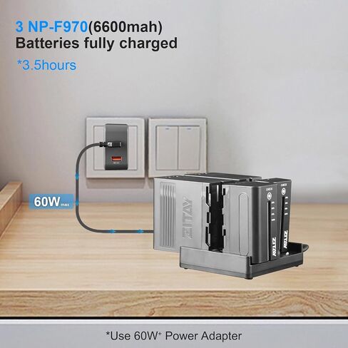 4-Channel USB C Fast Charging Station with PD 65W Quick Charger Adapter Kit for Sony NP-F550, NP-F750, NP-F770, NP-F970 Batteries in Kuwait