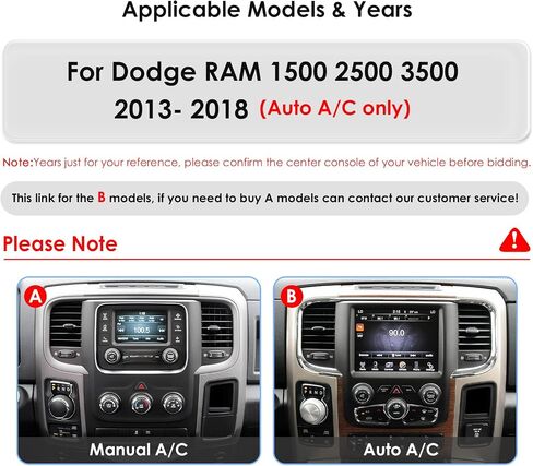 Android 14 Stereo Car Radio for Dodge RAM 1500 2500 3500 (2013-2018) (Auto A/C only), 8Core 4G+64G GPS Navigation with 9.7 inch QLED Touchscreen via Carplay Bluetooth 5.4 EQ (Model B) in Kuwait