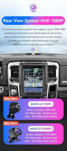 Android 14 Stereo Car Radio for Dodge RAM 1500 2500 3500 (2013-2018) (Auto A/C only), 8Core 4G+64G GPS Navigation with 9.7 inch QLED Touchscreen via Carplay Bluetooth 5.4 EQ (Model B) in Kuwait