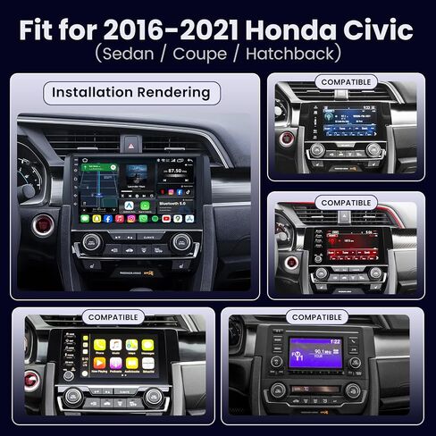 Android 15 Car Radio for Honda Civic 2016-2021: 9" 1280 * 800 HD Touchscreen Stereo with Wireless Carplay Android Auto 5G WiFi GPS Bluetooth FM DSP SWC 1080P Backup Camera in Kuwait