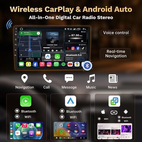 Android 15 Car Radio for Honda Civic 2016-2021: 9" 1280 * 800 HD Touchscreen Stereo with Wireless Carplay Android Auto 5G WiFi GPS Bluetooth FM DSP SWC 1080P Backup Camera in Kuwait