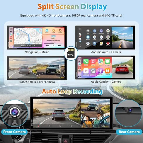 Carpuride 11.26" 125S CarPlay Android Auto Screen with Triple Dash Cam in Kuwait