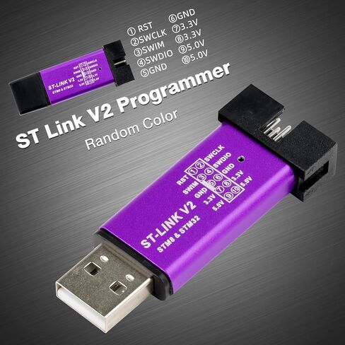 ST-Link V2 STM32 Emulator, Aideepen ST Link V2 Stm32 Programmer Unit mini STM8 STM32 Emulator Downloader M89 New (Random Color) in Kuwait