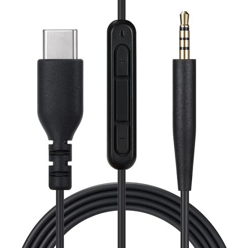 USB C to 2.5mm Audio Cable Cord,Aux Wire for Bose QuietComfort QC25 QC35 QC35II QC45 QC Ultra NC700 Soundlink Soundtrue Headphones with in-line Mic&Volume-Control (Black) in Kuwait