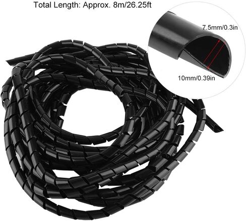 Spiral Cable Wrap, 10mm Diameter, Durable PE Protector (Black) in Kuwait