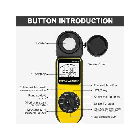 Digital Lux Meter -881E 1-300,000Lux Independent Sensor Reliable with LCD for Light Intensity Measurement in Saudi Arabia