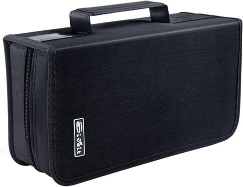 Siveit DVD Case Holder, CD/DVD Case Wallet Binder Holder 160 Capacity CD DVD Cases Organizer Portable CD Binder Wallet for Home Travel (Black binder, Black) in Kuwait
