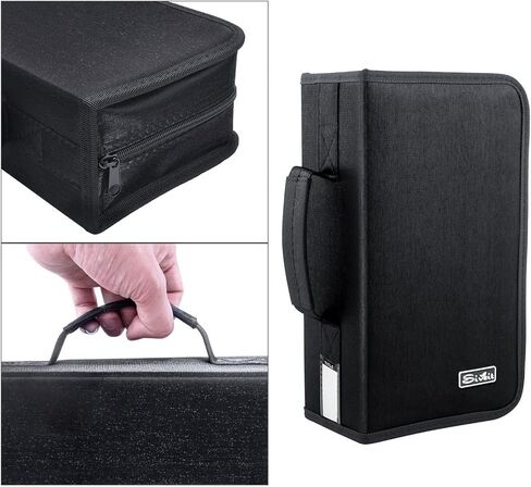 Siveit DVD Case Holder, CD/DVD Case Wallet Binder Holder 160 Capacity CD DVD Cases Organizer Portable CD Binder Wallet for Home Travel (Black binder, Black) in Kuwait